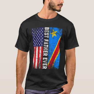 Retro Amerikaanse Vlag Congo Vlag Beste Vader Ooit T-shirt