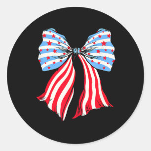 Retro Amerikaanse vlag Coquette Bow Patriottische Ronde Sticker