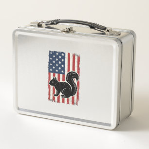 Retro Amerikaanse Vlag Eekhoorn Patriottisch T-shi