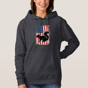 Retro Amerikaanse Vlag Eekhoorn Patriottisch T-shi Hoodie