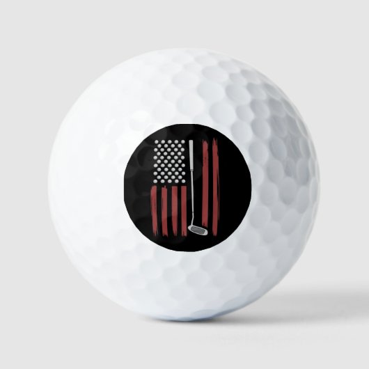 Retro Amerikaanse Vlag Golf Golfer Grappige Golfcl Golfballen (Voorkant)