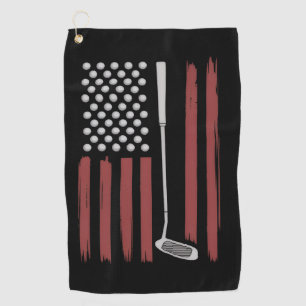 Retro Amerikaanse Vlag Golf Golfer Grappige Golfcl Golfhanddoek