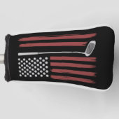 Retro Amerikaanse Vlag Golf Golfer Grappige Golfcl Golfheadcover (Voorkant)