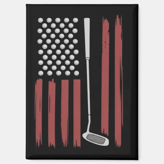 Retro Amerikaanse Vlag Golf Golfer Grappige Golfcl Magneet (Voorkant)