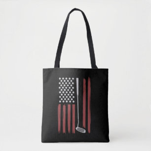 Retro Amerikaanse vlag golf golfer grappige golfcl Tote Bag