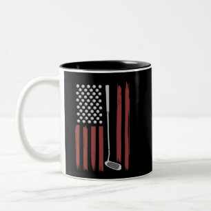 Retro Amerikaanse Vlag Golf Golfer Grappige Golfcl Tweekleurige Koffiemok