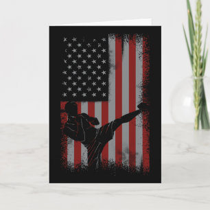 Retro Amerikaanse Vlag Kickbokscadeau voor Kickbok Kaart