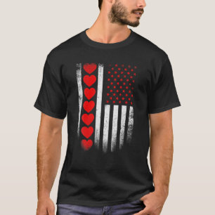 Retro Amerikaanse vlag met hart Valentijn" T-shirt