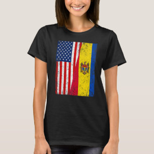 Retro Amerikaanse Vlag & Moldavië Vlag Patriottisc T-shirt