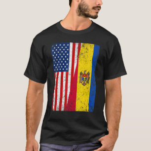 Retro Amerikaanse Vlag & Moldavië Vlag Patriottisc T-shirt