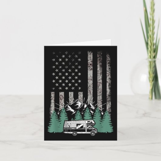 Retro Amerikaanse Vlag RV Daar Camper Camping Gift Kaart (Voorkant)