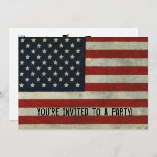 Retro Amerikaanse vlag uitnodiging (Voorkant / Achterkant)