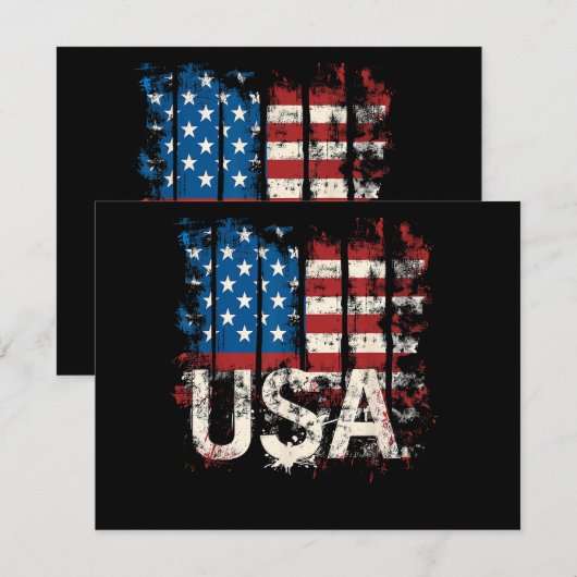 Retro Amerikaanse Vlag Verenigde Staten 4 juli Informatiekaartje (Voorkant / Achterkant)