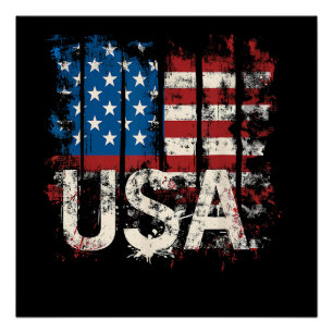 Retro Amerikaanse Vlag Verenigde Staten 4 juli Perfect Poster