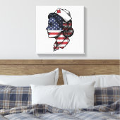 Retro Amerikaanse Vlag Verpleegster Profiel Vector Canvas Afdruk (Insitu (Slaapkamer))