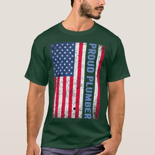 Retro  Amerikaanse Vlaggenloodgieter Vierde van T-shirt (Voorkant)