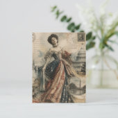 Retro Amerikaanse Vrouw Patriottische Postkaart Ku (Staand voorkant)