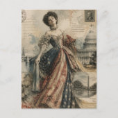 Retro Amerikaanse Vrouw Patriottische Postkaart Ku (Voorkant)