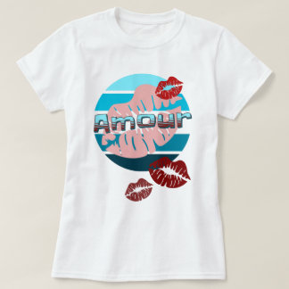 RETRO AMOUR  SUNSET EN LIPSTICK KISSES T-SHIRT