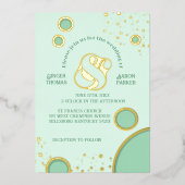 Retro Ampersand Green Circles Trouwgoud Folie Uitnodiging (Voorkant)