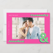 Retro Ampersand Unieke Kleurrijke Groovy Bruiloft Save The Date (Voorkant)