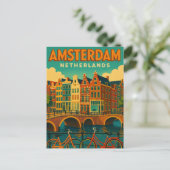 Retro Amsterdam Nederland Briefkaart (Staand voorkant)