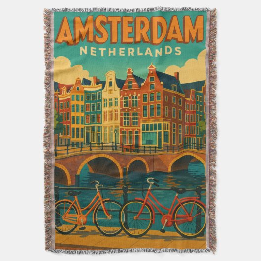 Retro Amsterdam Nederland Deken (Voorkant Verticaal)