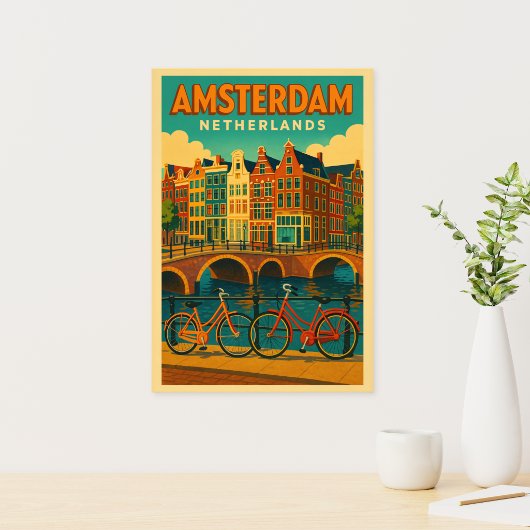 Retro Amsterdam Nederland Foto Afdruk