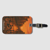 Retro Amsterdam Nederland Grachten Sunset Glow Bagagelabel (Voorkant (horizontaal))