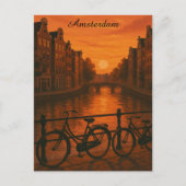 Retro Amsterdam Nederland Grachten Sunset Glow Briefkaart (Voorkant)