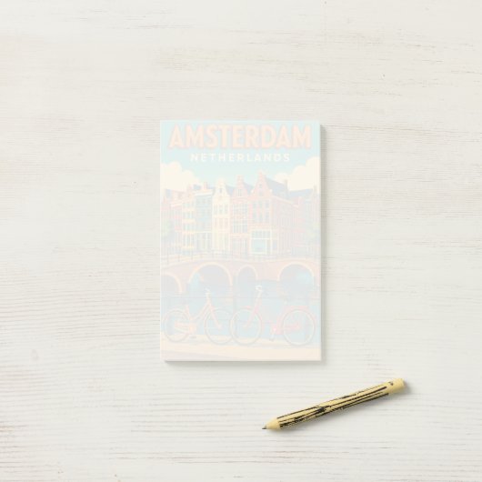 Retro Amsterdam Nederland Post-it® Notes (Op bureau)