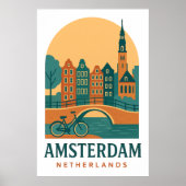 Retro Amsterdam Nederland Reisposter Poster (Voorkant)