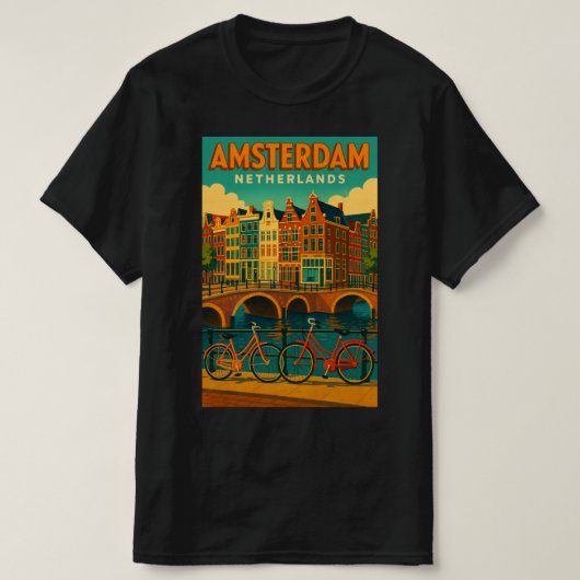 Retro Amsterdam Nederland T-shirt (Design voorkant)
