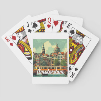 Retro Amsterdam Skyline Pokerkaarten