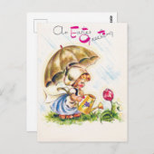 Retro An Easter Greeting Watering Tulip Garden Briefkaart (Voorkant / Achterkant)