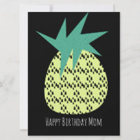 Retro Ananas Gelukkige Verjaardag Geel Zwart Kaart