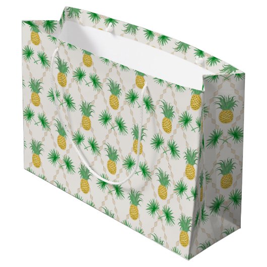 Retro, ananas groot cadeauzakje (Achterkant Gekanteld)