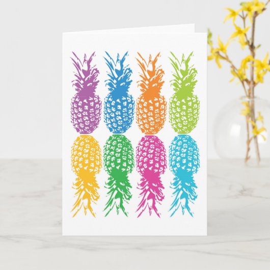 Retro ananas Hawaii Wenskaart Kaart (Gele Bloem)