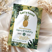 Retro Ananas Luau Jungle Groene Birthday