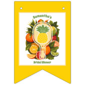 Retro Ananas Pickleball Bruidsdiner Foto Vlaggetjes (Derde vlag)