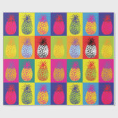 Retro ananas Pop Art Bright Bold Modern Pattern Cadeaupapier (Vlak)