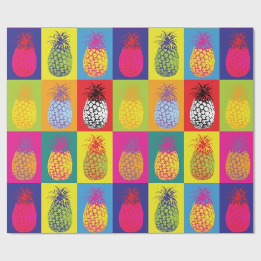 Retro ananas Pop Art Bright Bold Modern Pattern Cadeaupapier (Vlak)