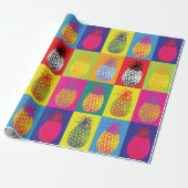 Retro ananas Pop Art Bright Bold Modern Pattern Cadeaupapier (Uitgerold)