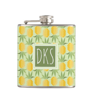 Retro-ananassen   Monogram Heupfles