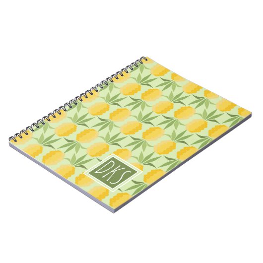 Retro-ananassen | Monogram Notitieboek (Linkerzijde)