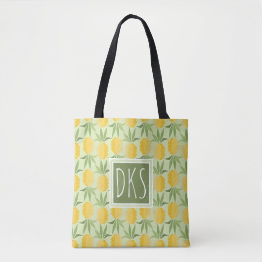 Retro-ananassen | Monogram Tote Bag (Voorkant)