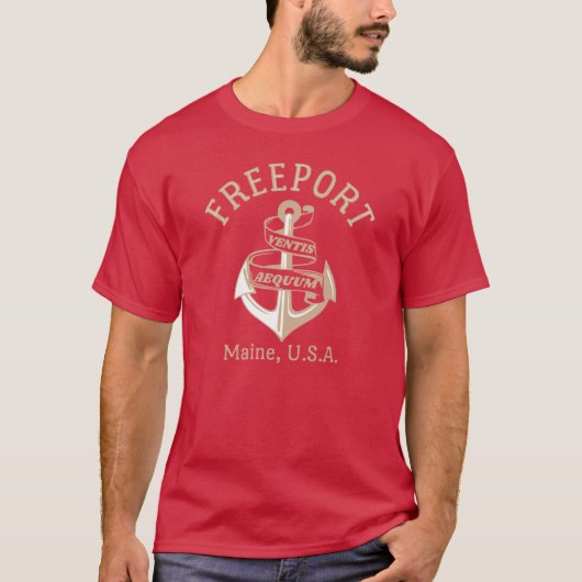 Retro Anchor Freeport Maine USA T-shirt (Voorkant)