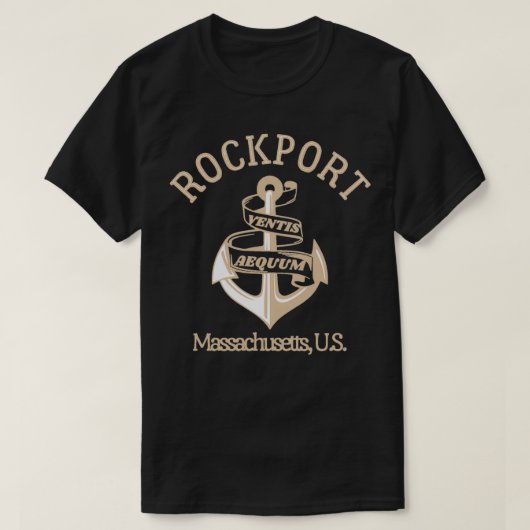 Retro Anchor Rockport Massachusetts US Tan Text VI T-shirt (Design voorkant)