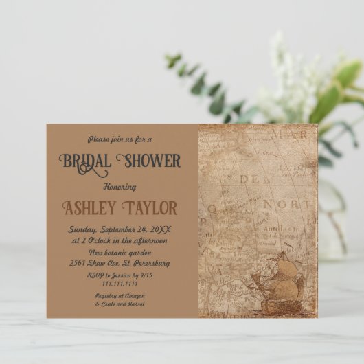 Retro Ancient Map Klassiek Vrijgezellenfeest Kaart (Staand voorkant)