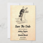 Retro Ancient Rustic Wedding Save the Date Kaart (Voorkant)